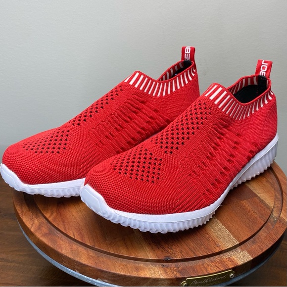Tiosebon Shoes - Tiosebon Red Knit Walking Athletic Shoe, size 8 Euro 38.5